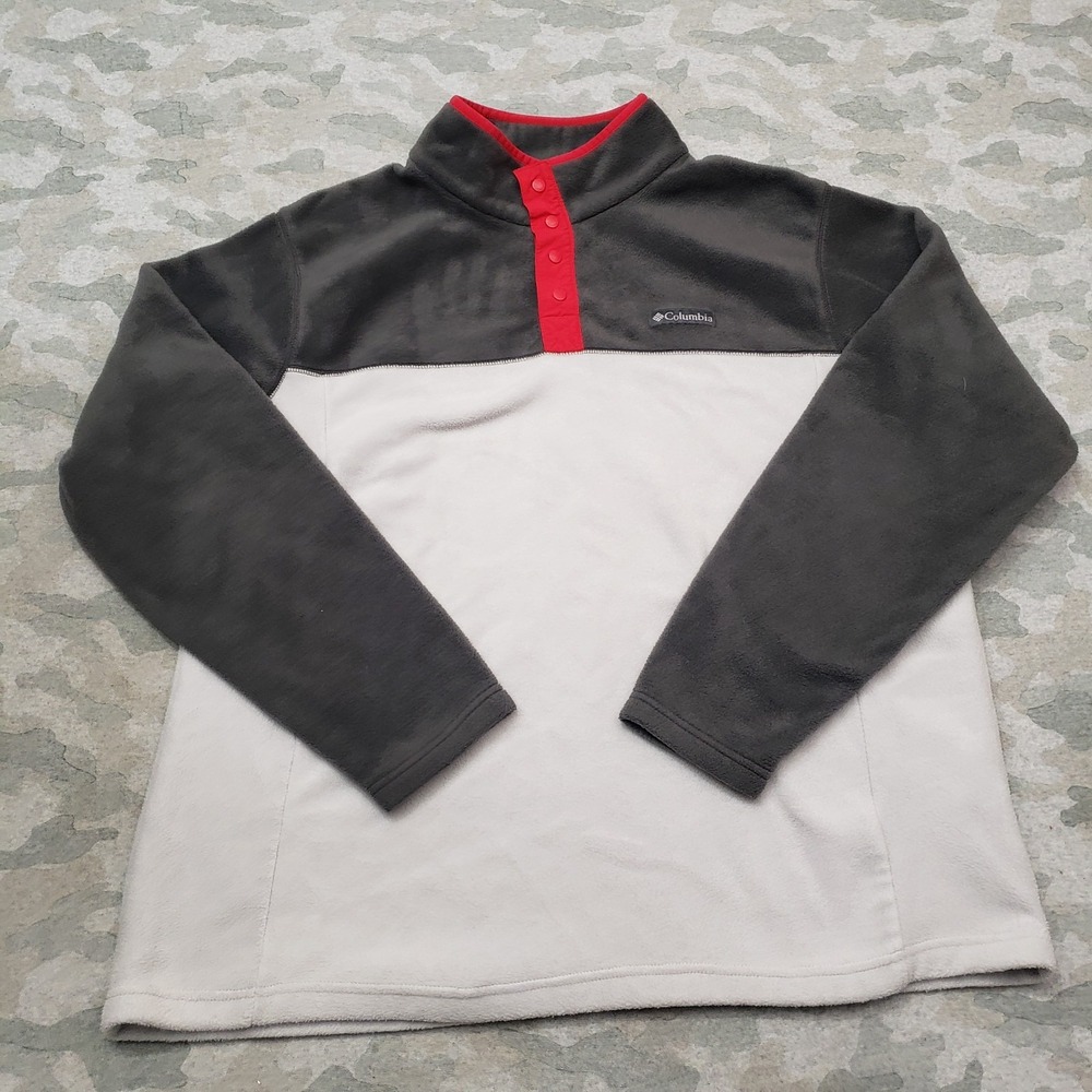 Columbia Sweatshirt Mens XL Gray Quarter Snap Up Long Sleeve Outdoors
